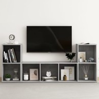 3-dijelni set TV ormarića, siva boja betona, konstruirano drvo