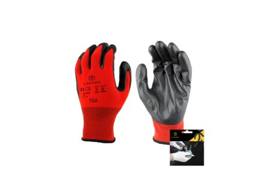 LACUNA Rukavice Tisa, crvene, premaz nitril, vel 08