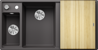 BLANCO Sudoper Axia III 6 S InFino, Silgranit, daska drvo, bazen lijevo, kameno siva