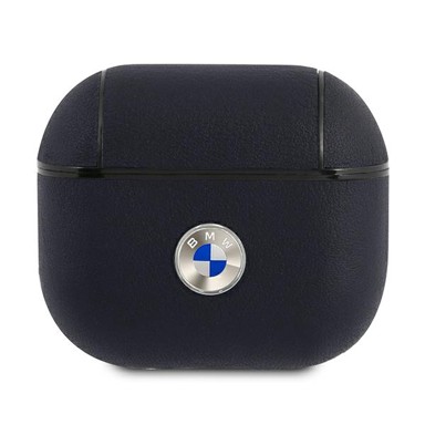 BMW Kožna futrola za AirPods 3, srebrni logo, tamno plava