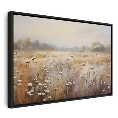 Slika Impresionistička livada, poljski krajolik u pastelnoj paleti boja, 90x60 cm