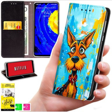 BLUEMOON Preklopna maskica za Oppo A5X, s foto tiskom, sa zaštitnim staklom 9H