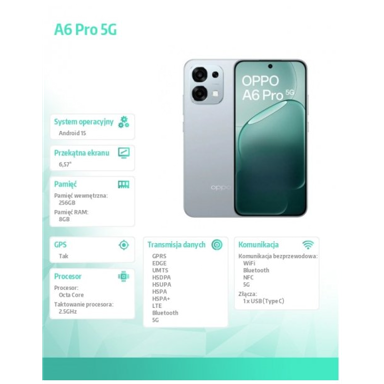OPPO A6 Pro 5G Dual SIM, 8/256 GB, titanij