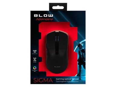 BLOW Gaming miš Adrenaline Sigma, Bluetooth + 2.4 GHz + USB, 6400 DPI, crna