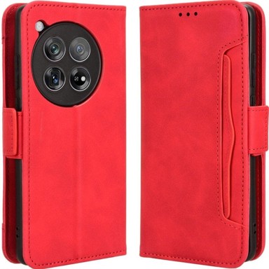 Preklopna maskica za OnePlus 12 5G, utor za karticu, crvena