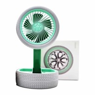 LUNIKS Sklopivi ventilator u obliku gume s lampom, zeleni