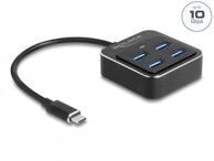 DELOCK USB hub 64191, USB-C, 4x USB-A, crni