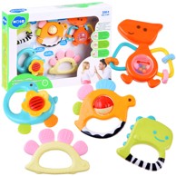 HOLA Set šarenih zvečki i grickalica za bebe, dinosauri