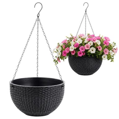 LIVEFY Viseća tegla Flowers, 26 cm, crna