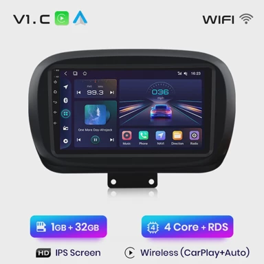 Multimedia inteligentni sustav za Fiat 500X, 2014, 2020, navigacija, GPS, CarPlay, 2Din DVD, V1C, 1GB, 32GB