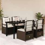 5 dijelni vrtni blagovaonski set s jastucima poliratan smeđi, 160 x 80 x 74 cm