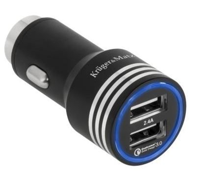 KRUGER&MATZ Auto punjač, 2 x USB, 4800 mA, Quick Charge 3.0