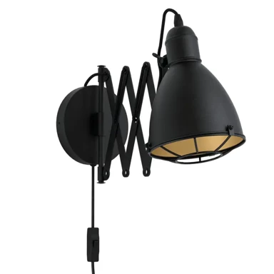 Zidna lampa Cannington, 1×E27, na razvlačenje, crno i zlatna