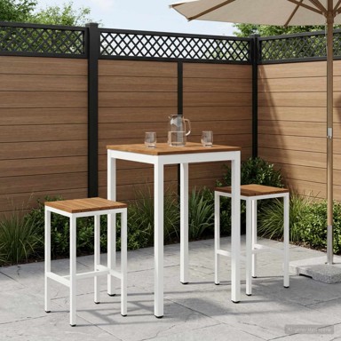 Stol za bar u vrtu 60 x 60,5 x 105 cm, prirodni i bijeli