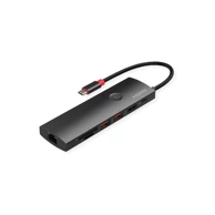 ROLINE USB-C docking stanica, 1×HDMI 4K, 2×USB 3.2 Gen 2, USB-C PD, LAN, SD/microSD, siva