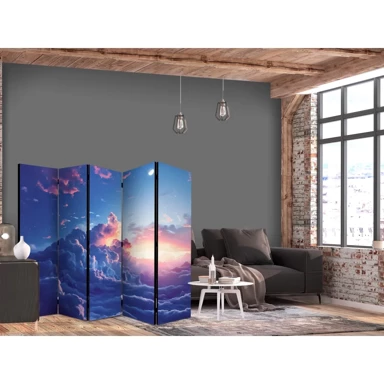 Paravan Noćni koncert u planinama, Oblaci obasjani posljednjim zrakama sunca, 225 x 172 cm