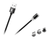 REBEL USB kabel magnetski 2.0 Micro-USB Lightning Type-C 1 m, crni