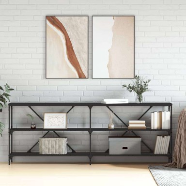 Konzolni stol, 200 x 30 x 75 cm, konstruirano drvo i željezo, crna boja