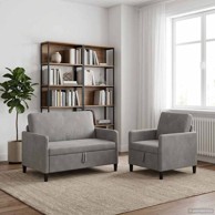 Set sofa s pohranom 2 kom od poliestera, svjetlosivi