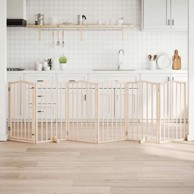 Vrata za pse s vratašcima 6 panela sklopiva 300 cm drvo topole 50 x 90 x 2 cm, prirodna