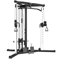 Fitness stanica s lat pulldownom, dvostrukim koturama i šipkom za zgibove, 170 x 139 x 200 cm, do 120 kg, crna