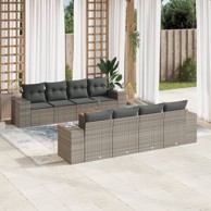 9-dijelni set vrtnih sofa od poliratana s jastucima sivi