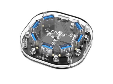 ORICO USB hub H7U-U3, 7x USB-A, proziran