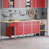 Set radnih ormarića i kutnog stola 5 kom od drva, crveni