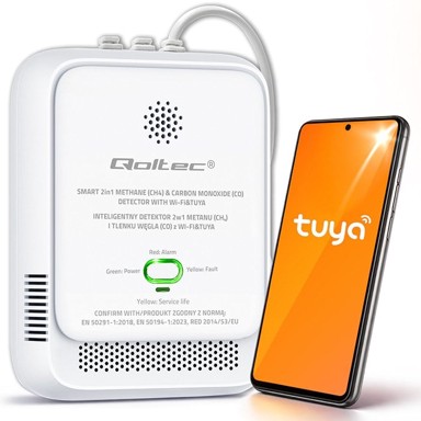 QOLTEC Detektor curenja plina i ugljikova monoksida 52654, Wi-Fi, Tuya, alarm 85 dB