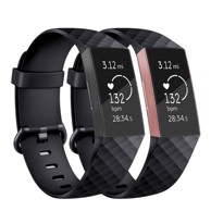 B-STRAP Silicone Diamond (Large) remen za Fitbit Charge 3 / 4, black