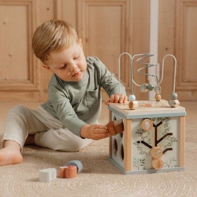 LITTLE DUTCH Drvena kocka s aktivnostima Forest Friends, 18m+