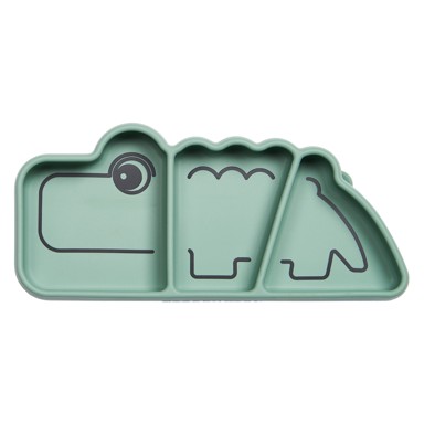 DONE BY DEER Silikonski Stick&Stay tanjur, Croco Green