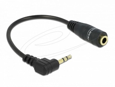 DELOCK Adapter, 2,5 mm stereo audio muški na 3,5 mm stereo audio ženski, kutni, crni