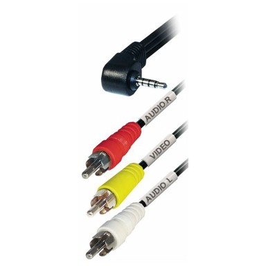 TRANSMEDIA Kabel 4-polni 3,5 mm plug kutni na 3x RCA-plug, 2 m