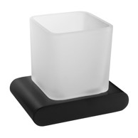 SAPHO Mat crna staklena zidna čaša za četkice za zube Flori 