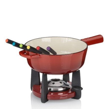 KELA Set za fondue od sira KL 16621 Calido, lijevano željezo, 1.8 l, crveni