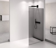 POLYSAN Tuš paravan ARCHITEX, 1262 mm, dimno staklo, crna mat