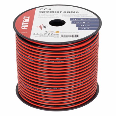 AMIO Dvožilni CCA zvučnički kabel 2×1 mm², 100 m, 5 A, 04458