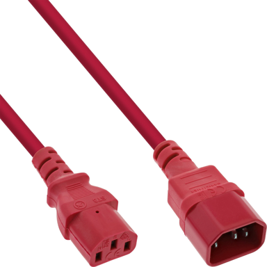 INLINE Kabel za napajanje 16502R, C13-C14, 2 m, crvena