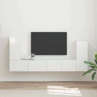 TV ormarić set 4 kom, bijeli visoki sjaj