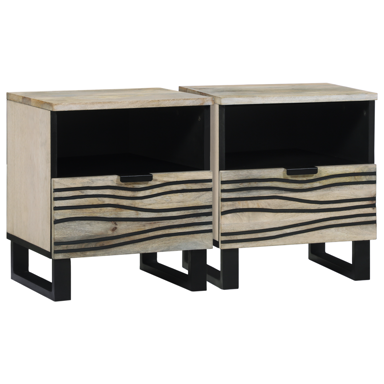Noćni ormarići s ladicama 2 kom 40 x 33 x 46 cm, bijele i crne boje