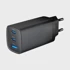 GEMBIRD Punjač TA-UC-PDQC65-01-BK, 3x port, GaN, Power Delivery 65W, crni