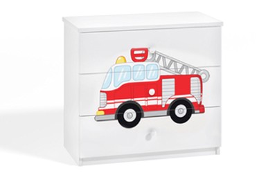 Dječja komoda Vatrogasci, bijela, 80×80×41 cm