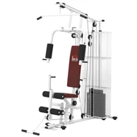 Multifunkcionalna fitness stanica s lat pulldownom, leptirom i utezima 45 kg, 150 x 110 x 210 cm, do 120 kg, bijela
