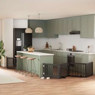 Vrata za pse s vratašcima 8 panela sklopiva 640 cm drvo topole 80 x 60 x 2 cm, crna