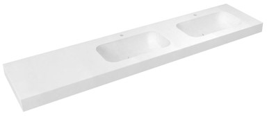 SAPHO EMICO Dvostruki umivaonik, 240x50 cm, desna izvedba, zidna instalacija, Rockstone, bijela mat
