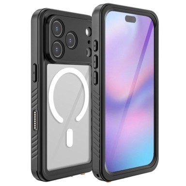IP68 vodootporna futrola za Apple iPhone 17 Pro, crvena paprika, za MagSafe, prozirna s crnim okvirom