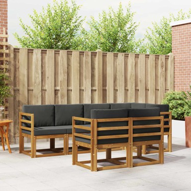 Set vanjskih sofa, 7 kom, s jastucima, prirodna i antracit