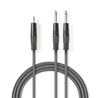 NEDIS Stereo audio kabel 2 x 6 35 mm muški 3 5 mm muški niklani 1 50 m okrugli tamno sivi kartonski omot