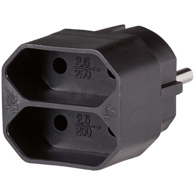 LUX TOOLS Razdjelnik 2-str. Euro, crni